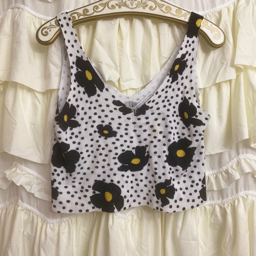 Polka dot floral cropped tank